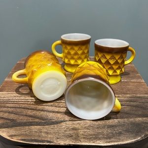 Fire King Glass,Vintage Anchor Hocking, Set of 4 Kimberly Mugs ☕️